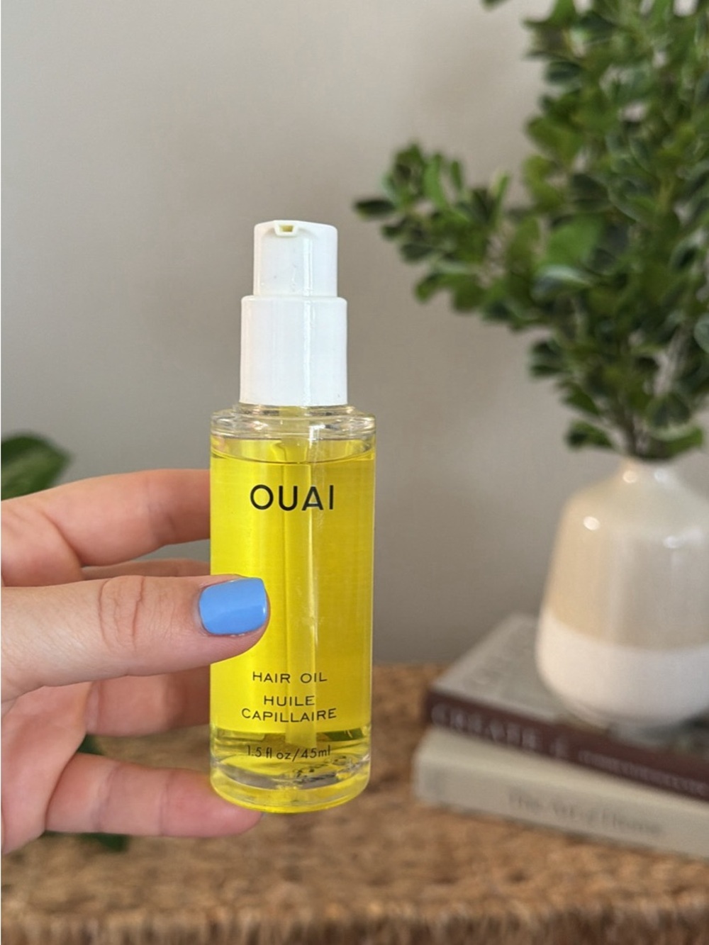 OUAI Yellow Hair Oil with White Pump